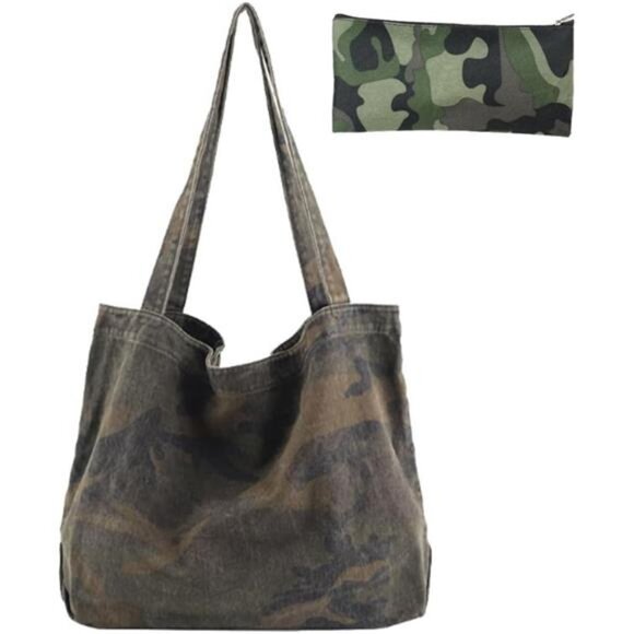 Shoulder Bag for Women Large Carry Handles Cute Camouflage Sling Tote Boho - Picture 1 of 5